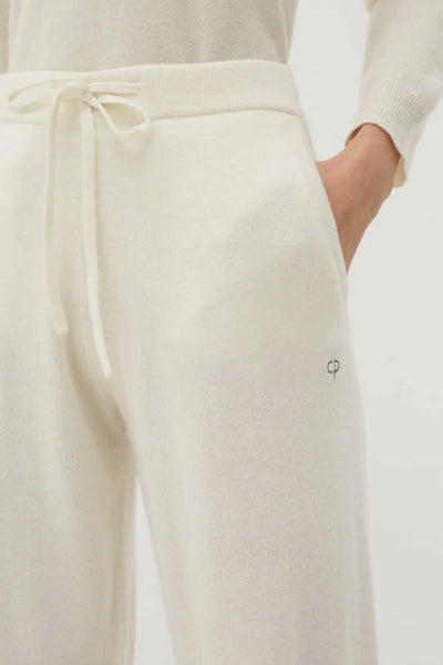 Cream Pure Cashmere Wide-Leg Pants