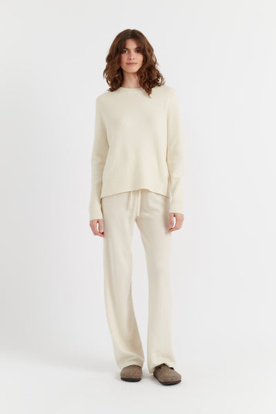 Cream Pure Cashmere Wide-Leg Pants - Chinti & Parker UK