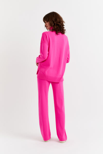 Fuchsia Wool-Cashmere Rollneck Sweater