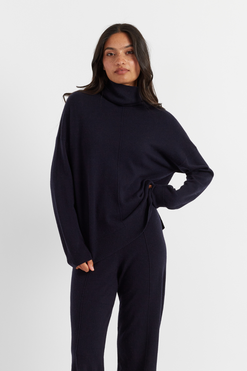 Blue Cotton-Cashmere Dress