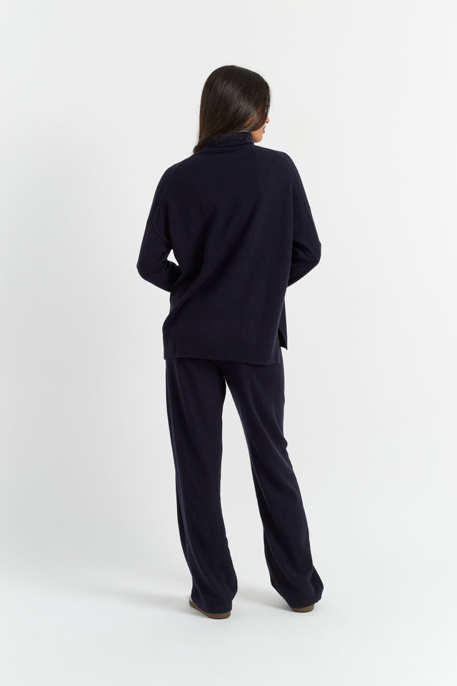 Navy Wool-Cashmere Rollneck Sweater image 3