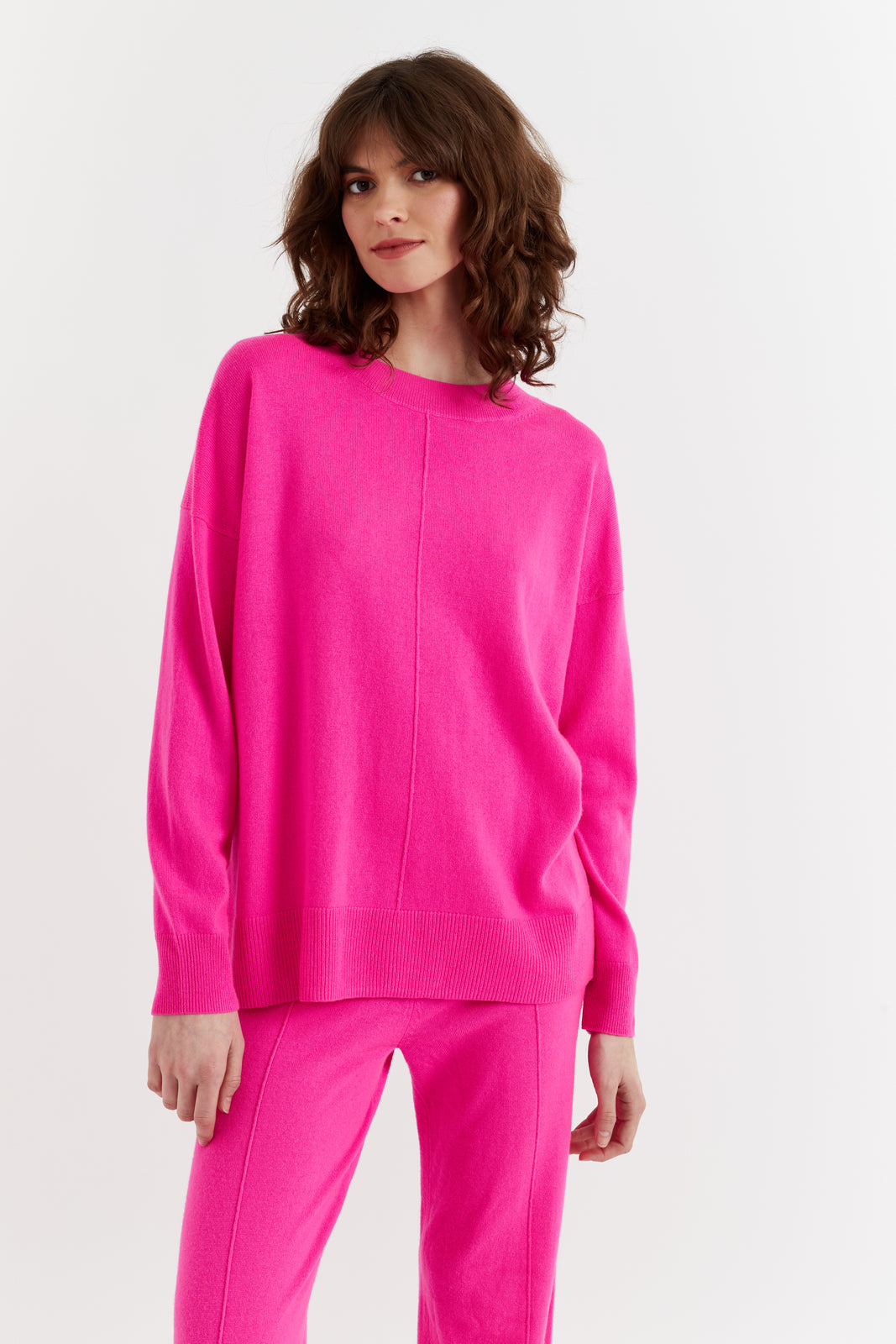 Fuchsia Wool Cashmere Slouchy Sweater Chinti Parker UK