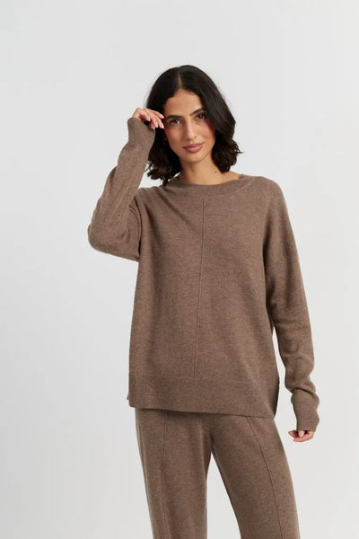Mushroom Wool-Cashmere Slouchy Sweater