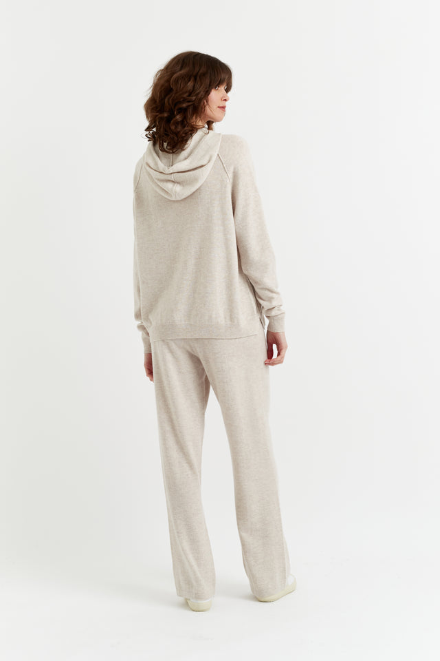 Light-Oatmeal Wool-Cashmere Boxy Hoodie image 4