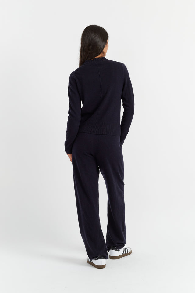 Navy Wool-Cashmere Cropped Sweater image 3
