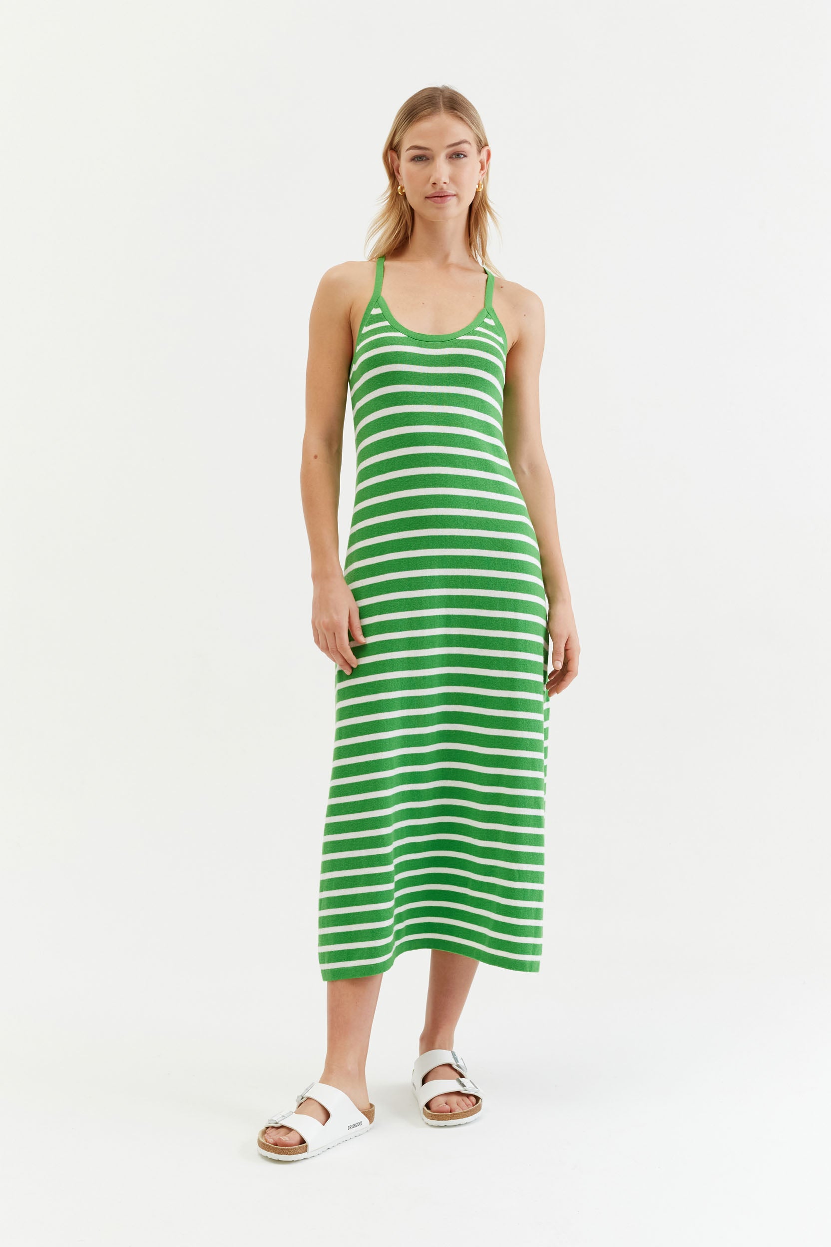 Green Cotton-Linen Summer Dress