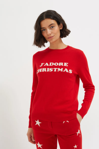 Red Wool-Cashmere J'Adore Christmas Sweater