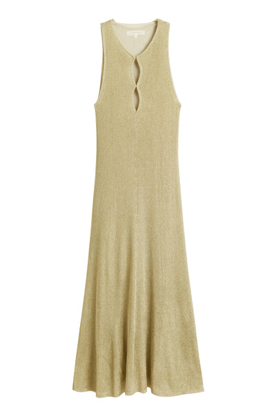 Beige sleeveless dress on a white background