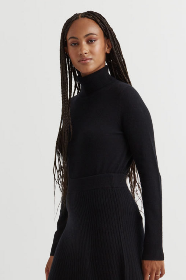 Black Recycled Merino and Cashmere Rollneck Sweater image 1