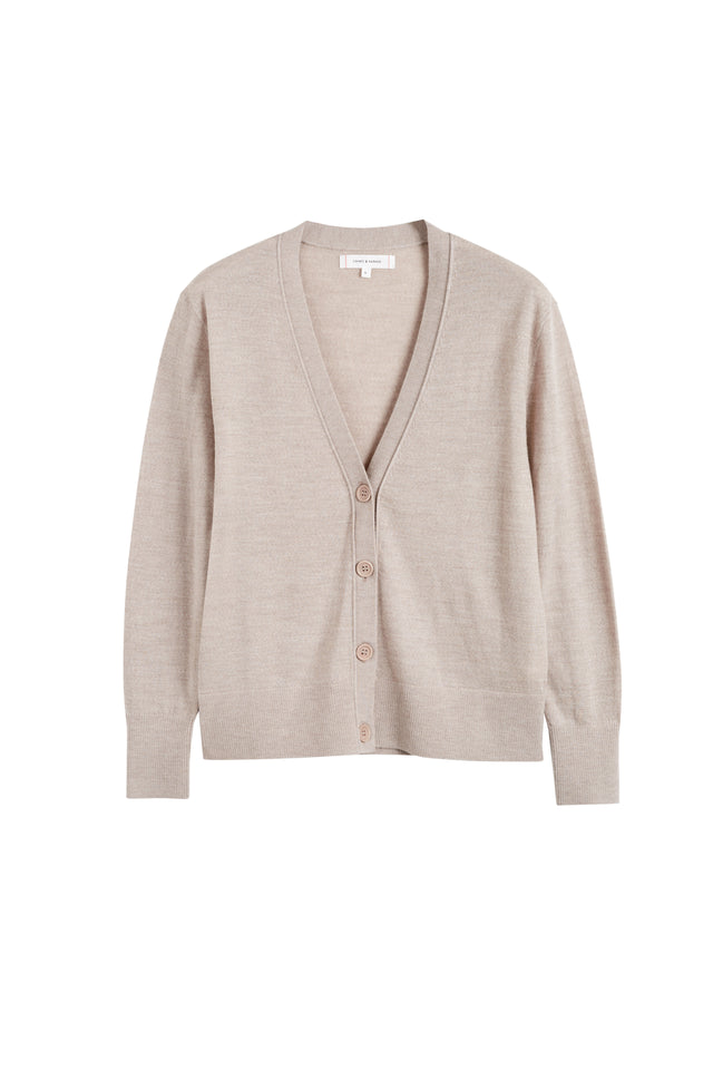Taupe Pure Merino Cardigan image 5