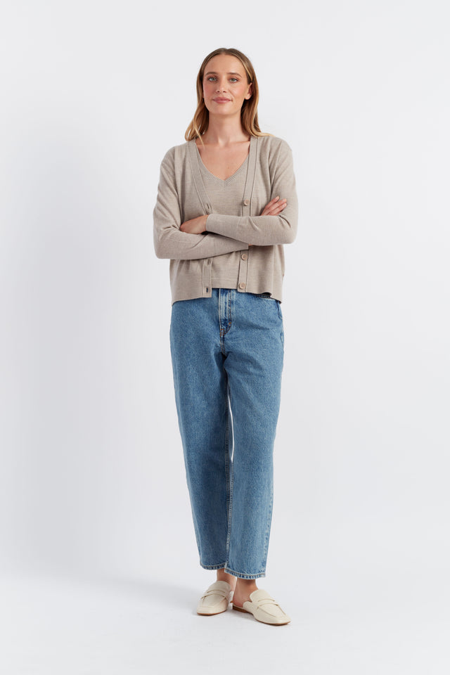 Taupe Pure Merino Cardigan image 4