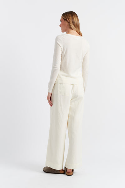 Cream Pure Merino Scoop Neck Sweater