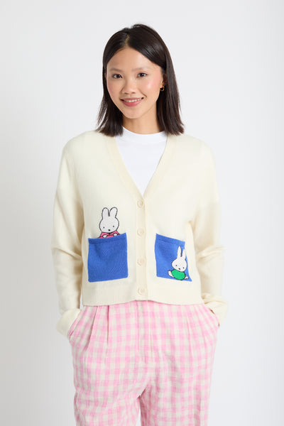 Cream Wool-Cashmere Miffy Pocket Play Cardigan - Chinti & Parker UK