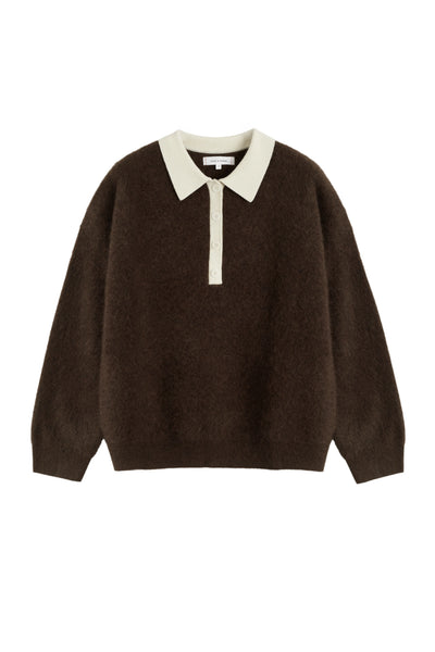 Chocolate Pure Merino Polo Tee