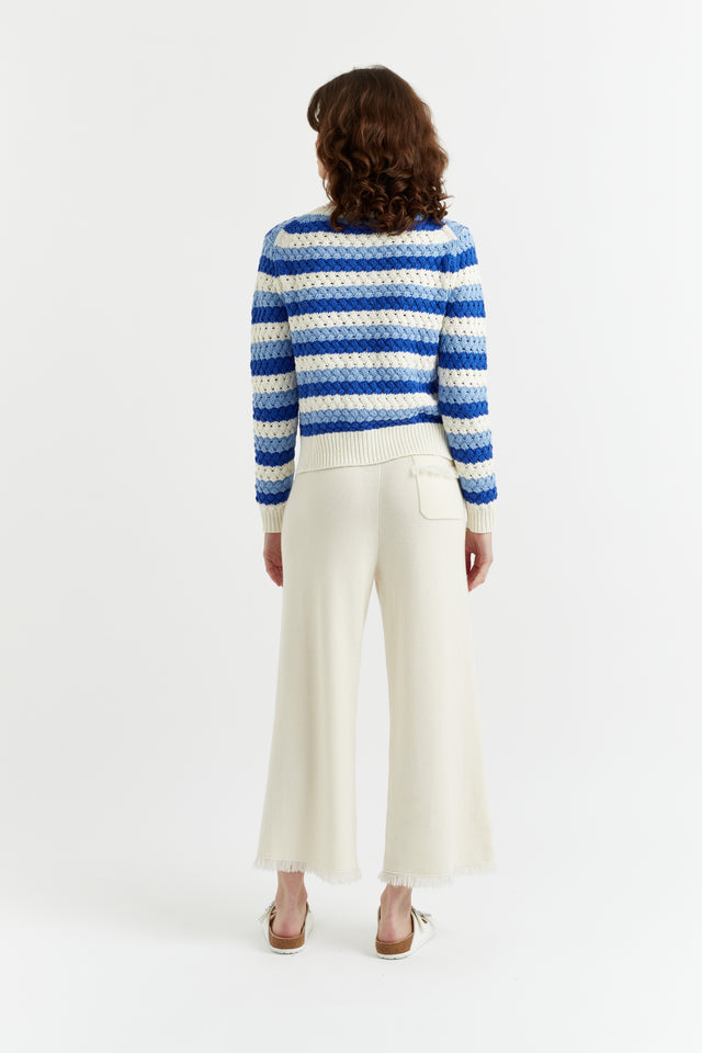 Blue Cotton Crochet Cardigan image 3