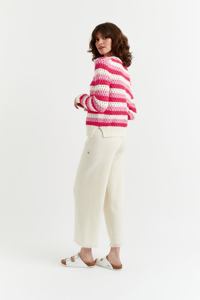Pink Cotton Crochet Cardigan image 3