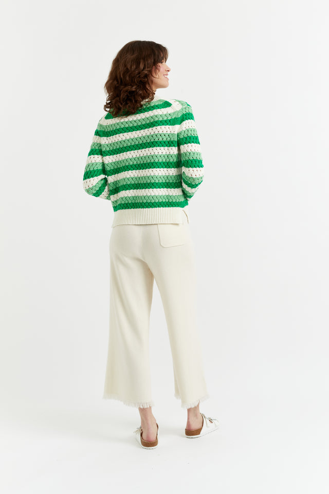 Green Cotton Crochet Sweater image 3