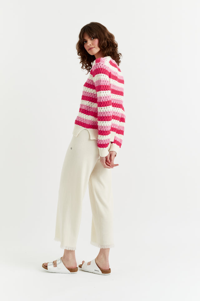 Pink Cotton Crochet Sweater image 3