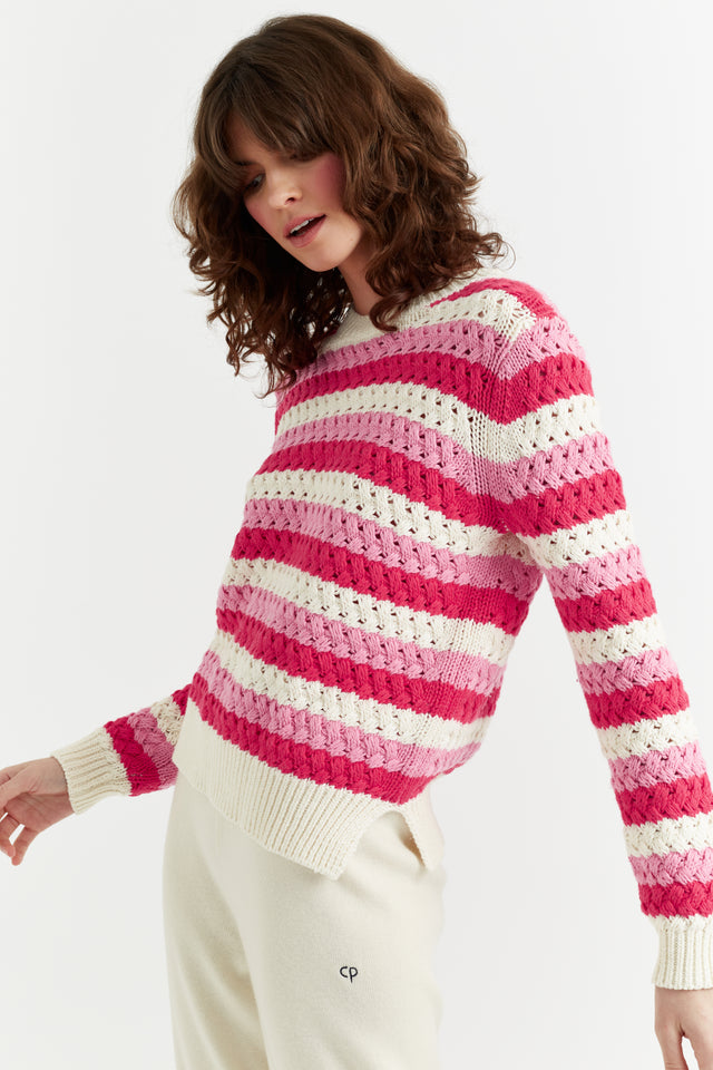 Pink Cotton Crochet Sweater image 1
