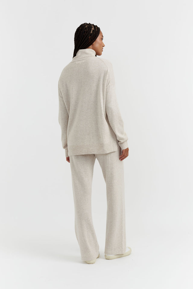 Light-Oatmeal Wool-Cashmere Rollneck Sweater image 4