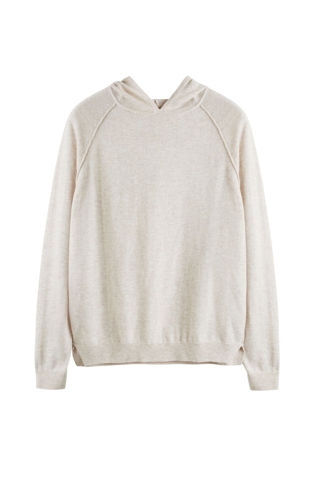 Light-Oatmeal Wool-Cashmere Boxy Hoodie image 2