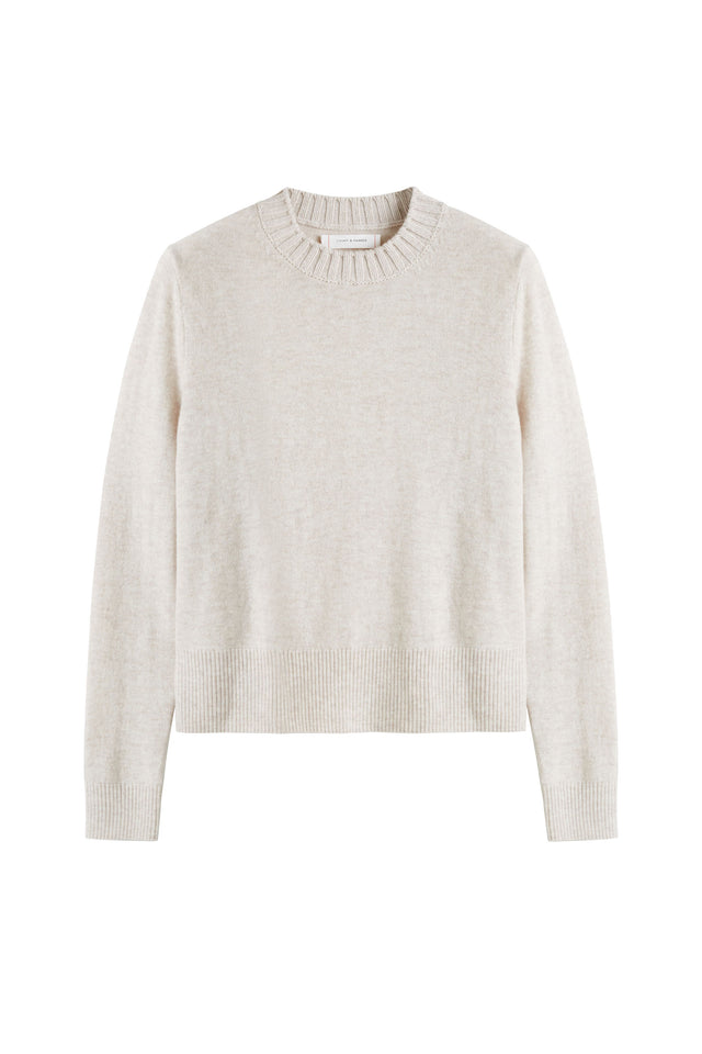 Light-Oatmeal Wool-Cashmere Cropped Sweater image 2