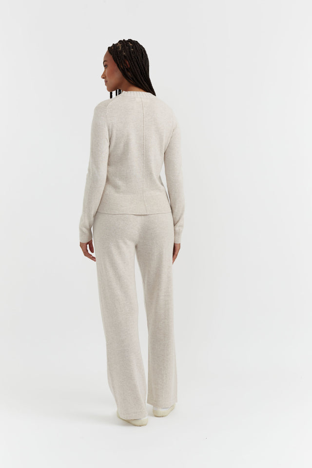 Light-Oatmeal Wool-Cashmere Cropped Sweater image 3