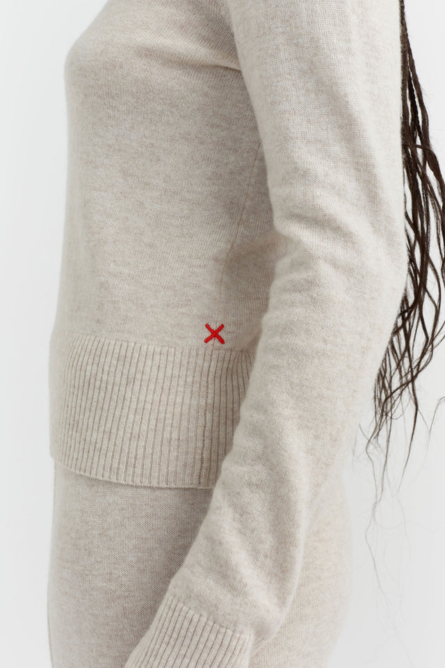 Light-Oatmeal Wool-Cashmere Cropped Sweater image 4