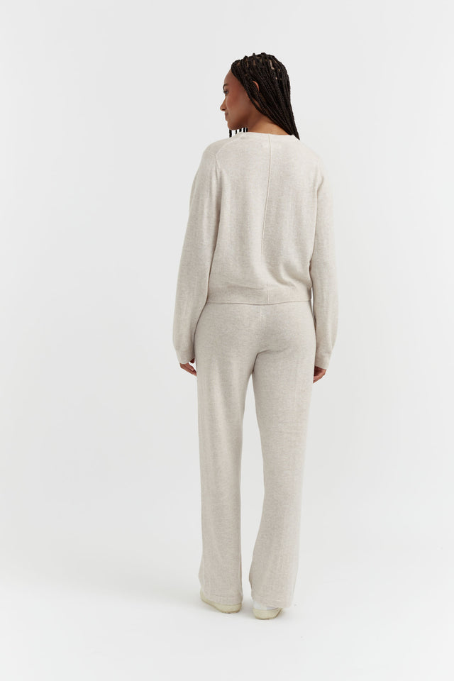 Light-Oatmeal Wool-Cashmere Cropped Cardigan image 3