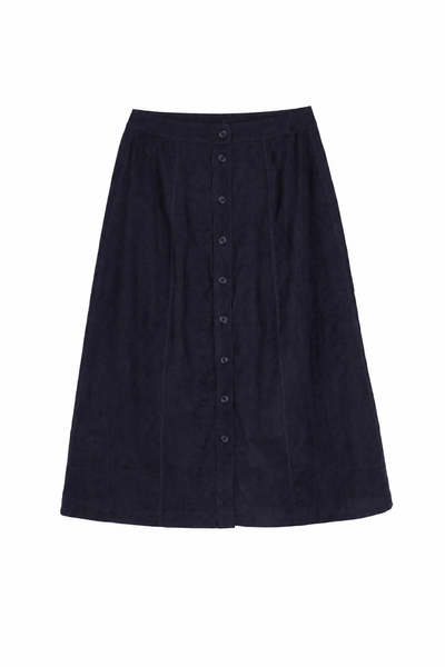 Navy Cotton A-Line Skirt