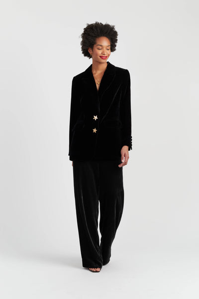 Black Viscose Velvet Jacket