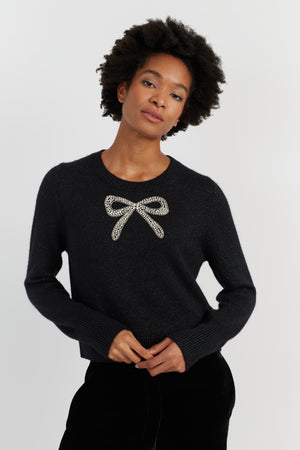 black-laura-whitmore-embellished-bow-sweater
