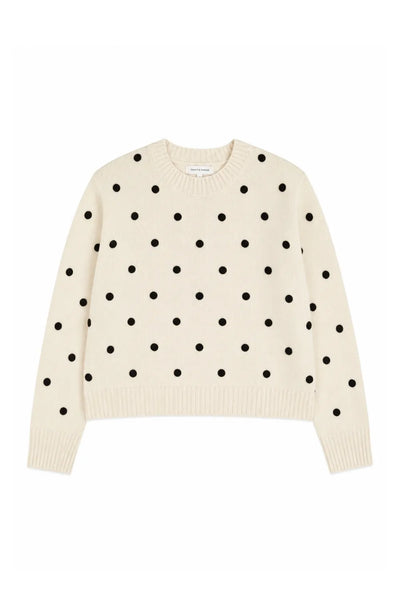 Cream Wool-Cashmere Polka Dot Sweater