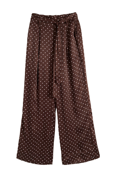 Chocolate Viscose Polka Dot Trousers