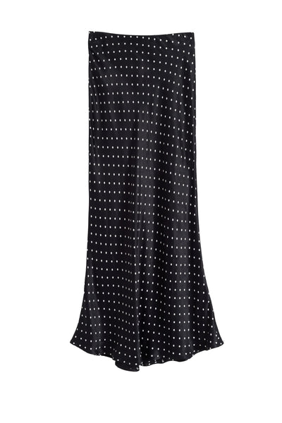 Black Viscose Polka Dot Skirt