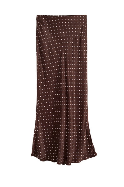 Chocolate Viscose Polka Dot Skirt