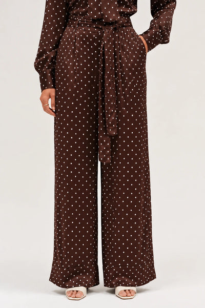 Chocolate Viscose Polka Dot Trousers