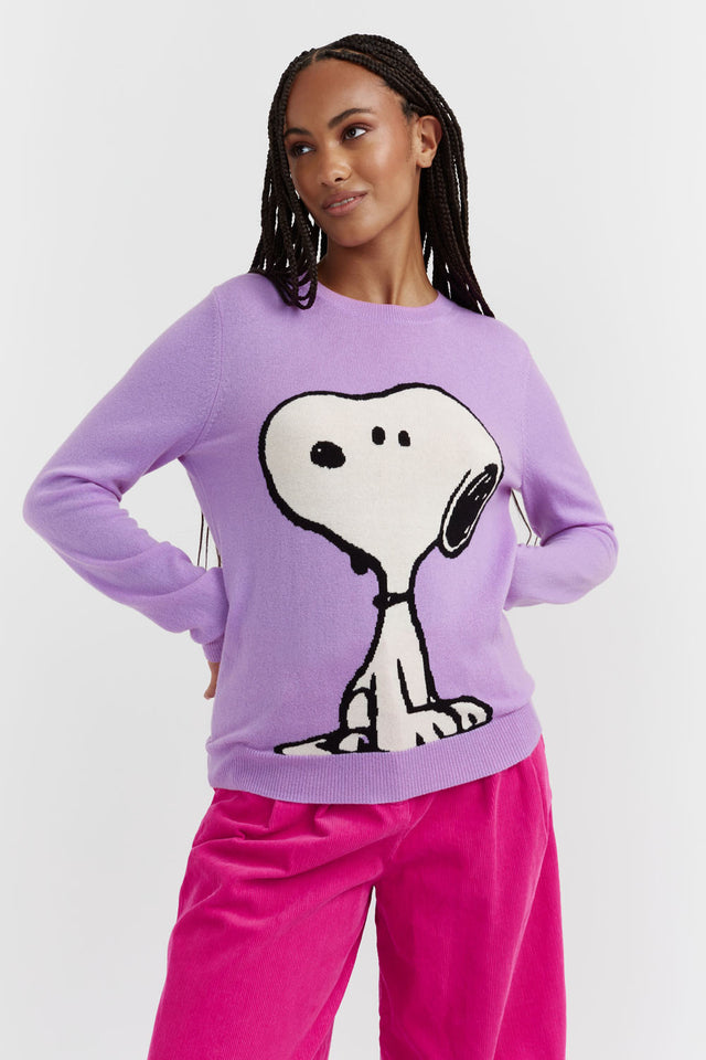 Purple Snoopy Wool-Cashmere Sweater image 1