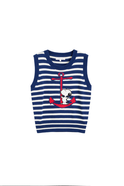Nautical-themed sleeveless shirt with anchor design on a white background