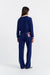 Blue Wool-Cashmere Snoopy Nautical Wide-Leg Track Pants