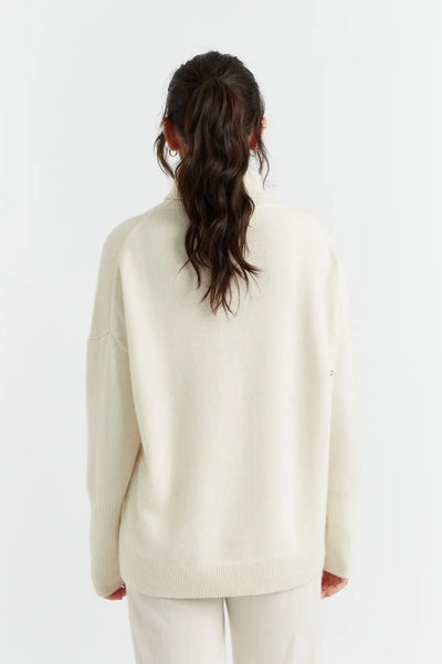 Cream Pure Cashmere Rollneck Sweater