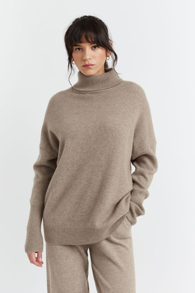 Soft-Truffle Cashmere Rollneck Sweater image 1