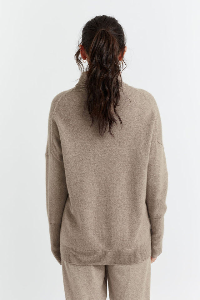 Soft-Truffle Cashmere Rollneck Sweater image 3