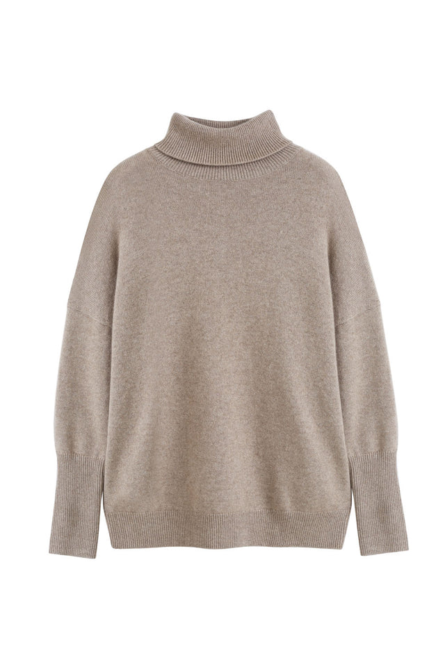 Soft-Truffle Cashmere Rollneck Sweater image 2