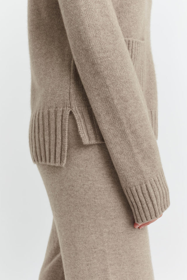 Soft-Truffle Cashmere Patch Pocket Sweater image 4