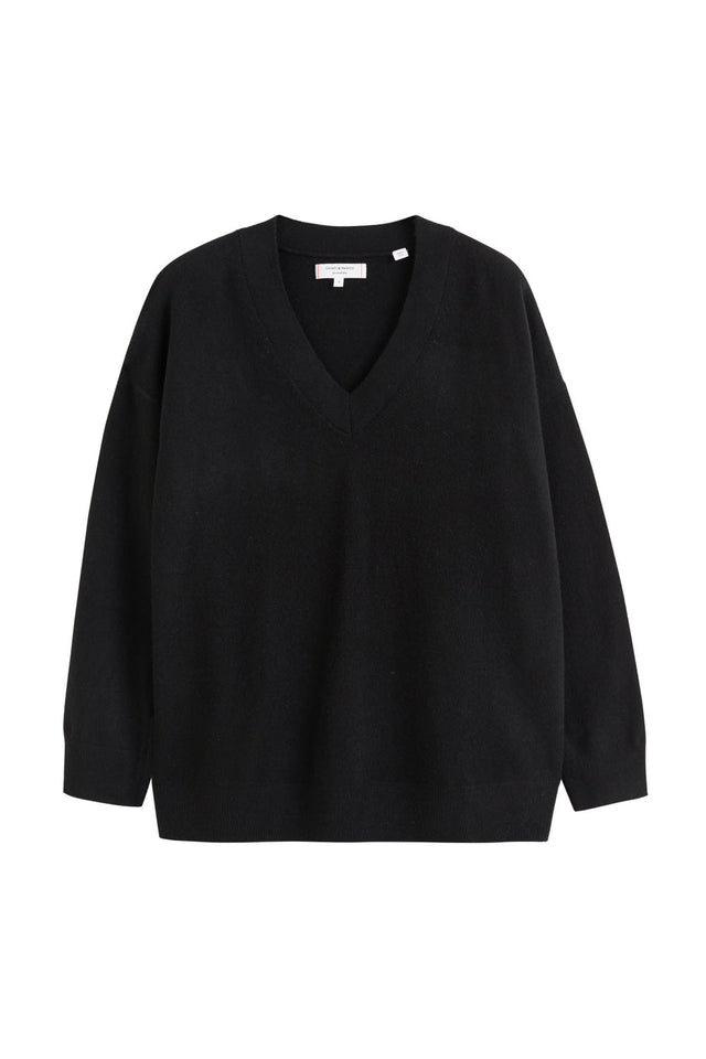 Black Cashmere V-Neck Sweater image 2