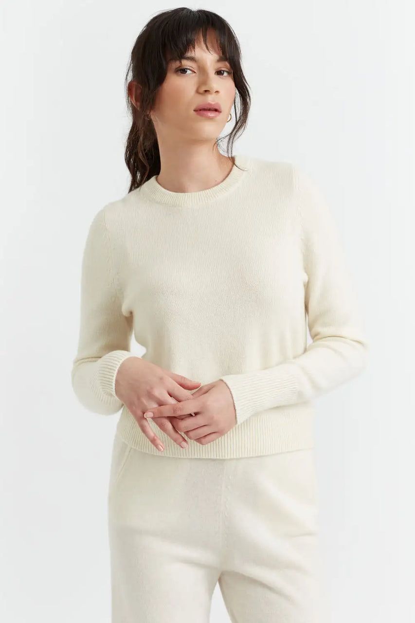 Cream Pure Cashmere Cropped Sweater - Chinti & Parker UK Cream Pure Cashmere Cropped Sweater - Chinti & Parker UK