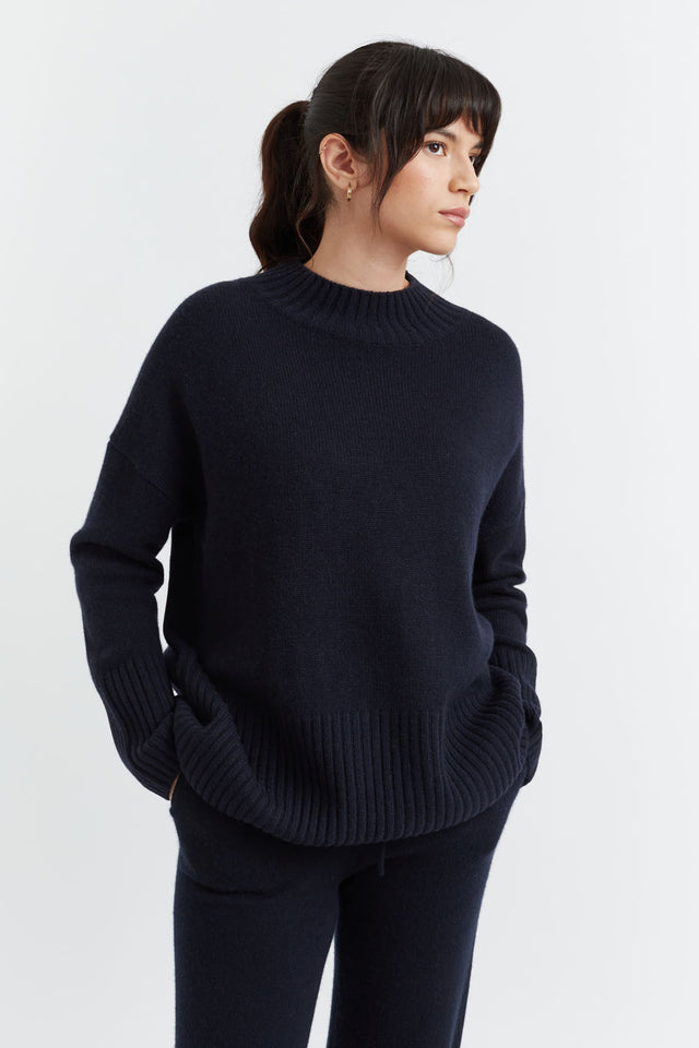 Navy Cashmere Comfort Sweater image 1