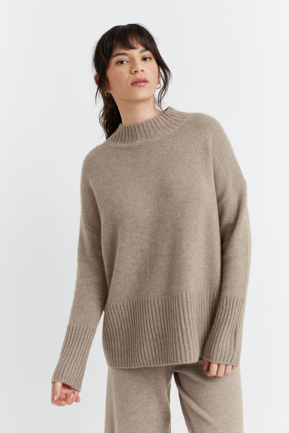 Soft-Truffle Cashmere Comfort Sweater