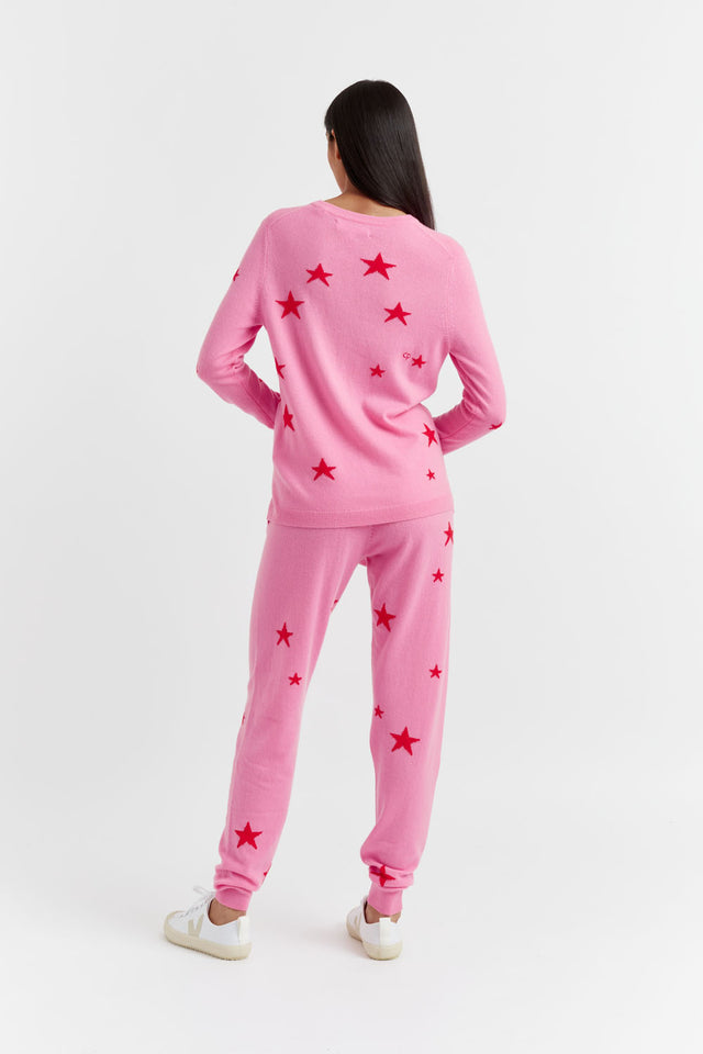 Flamingo-Pink Wool-Cashmere Star Sweater image 3